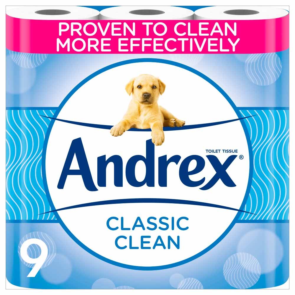 Andrex Classic Clean Toilet Tissue 2 Ply 9 Rolls RRP 5.50 CLEARANCE XL 4.99